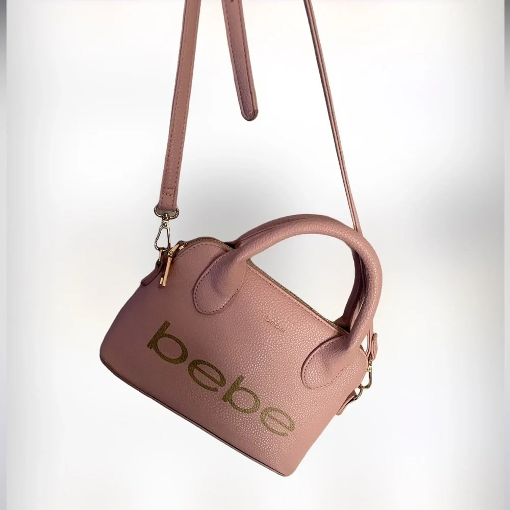 BEBE dusty pink satchel stamped crossbody bag